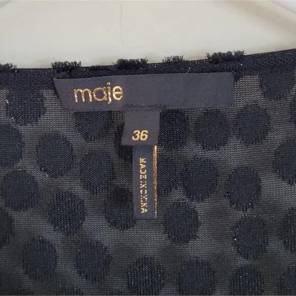 Maje Reine Burnout Dot Long Sleeve Mini Dress Holiday Party LBD Size 36 - Picture 6 of 8